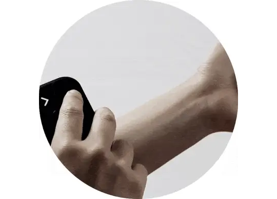 Sliding the device across skin to print